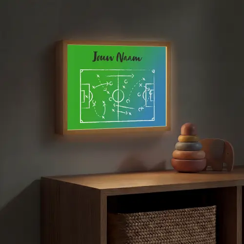 Voetbal - Tactiek - Spel - Groen - Blauw Light Box met batterij (Wandlamp kind) middel -sfeer5_kind