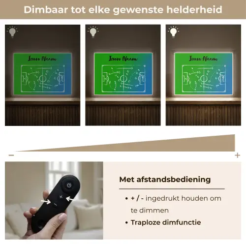 Voetbal - Tactiek - Spel - Groen - Blauw Light Box met batterij (Wandlamp kind) middel -USP_dimbaarNL