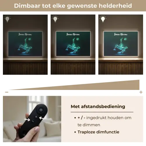 Voetbal - Voetballer - Jongen - Zwart Light Box met batterij (Wandlamp kind) middel -USP_dimbaarNL