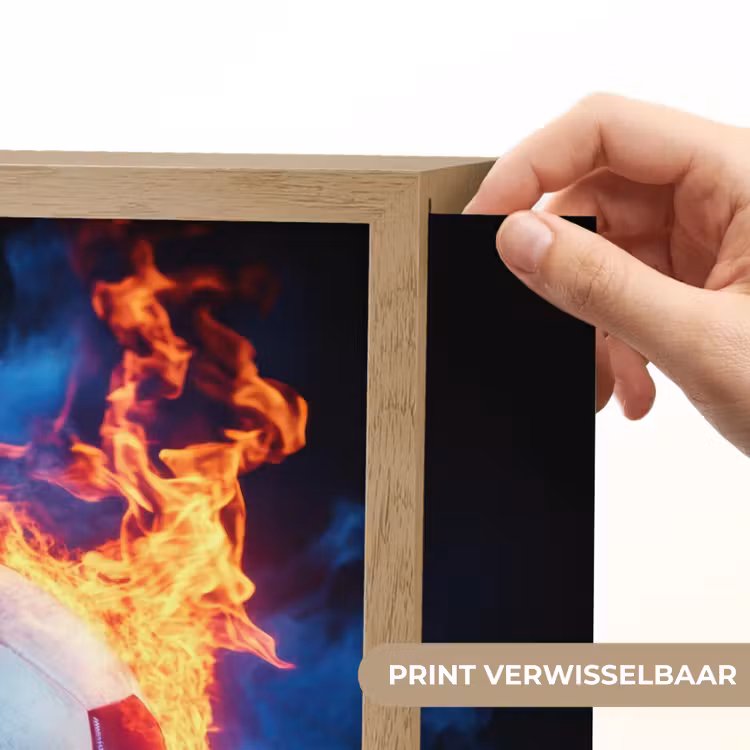 Voetbal - Vuur - IJs - Blauw Light Box met batterij (Wandlamp kind) middel -USP_websiteprintNL