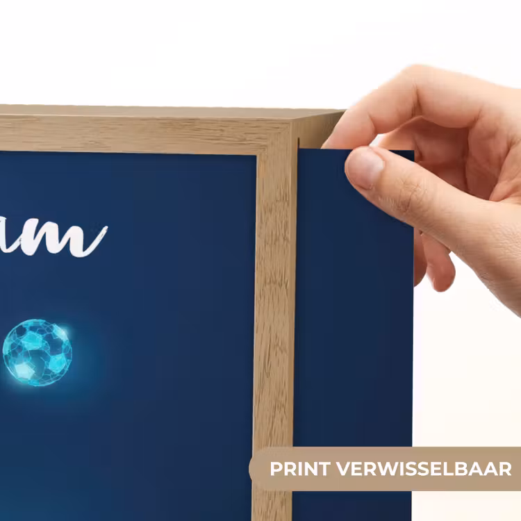 Voetballer - Blauw - Neon Light Box met batterij (Wandlamp kind) middel -USP_websiteprintNL
