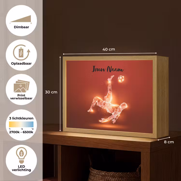 Voetballer - Omhaal - Rood - Neon Light Box met batterij (Wandlamp kind) middel -USP_websiteoverzichtNL