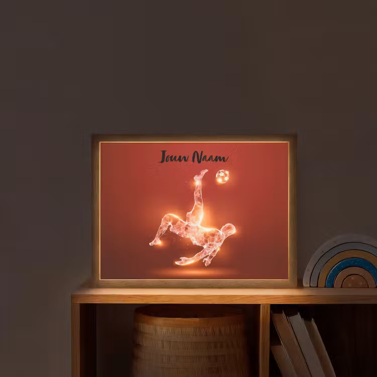 Voetballer - Omhaal - Rood - Neon Light Box met batterij (Wandlamp kind) middel -sfeer1_kind