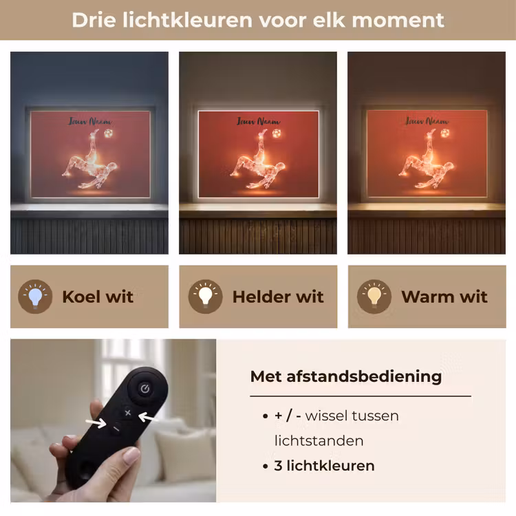 Voetballer - Omhaal - Rood - Neon Light Box met batterij (Wandlamp kind) middel -USP_lichtkleurNL
