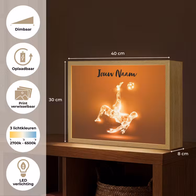 Voetballer - Oranje - Voetbal - Omhaal Light Box met batterij (Wandlamp kind) middel -USP_websiteoverzichtNL