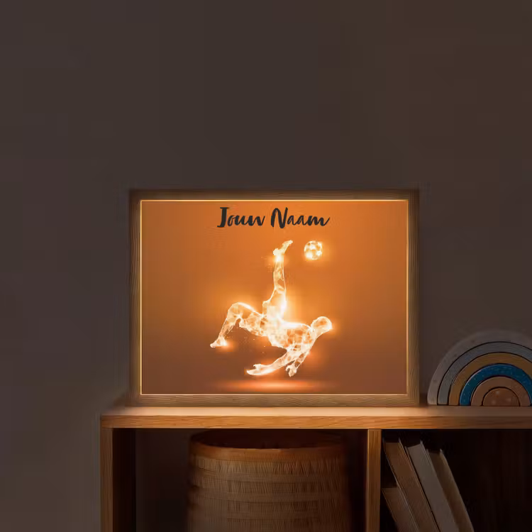 Voetballer - Oranje - Voetbal - Omhaal Light Box met batterij (Wandlamp kind) middel -sfeer1_kind