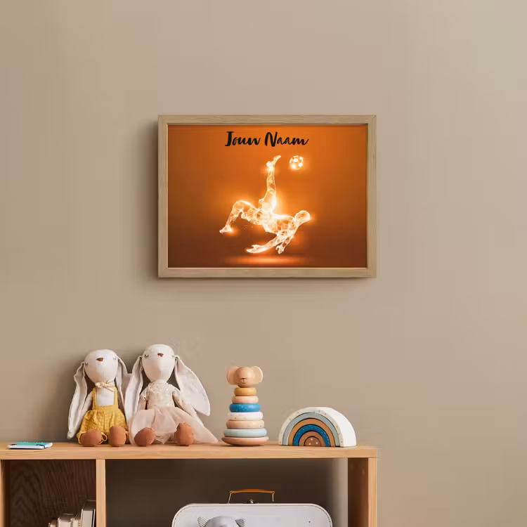 Voetballer - Oranje - Voetbal - Omhaal Light Box met batterij (Wandlamp kind) middel -sfeer2_kind