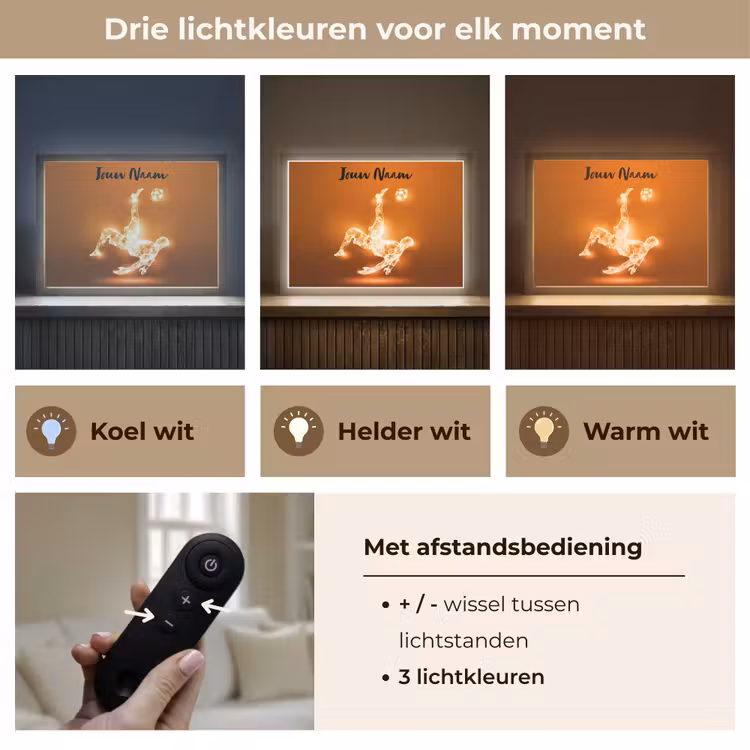 Voetballer - Oranje - Voetbal - Omhaal Light Box met batterij (Wandlamp kind) middel -USP_lichtkleurNL