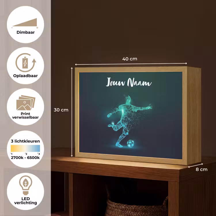 Voetballer - Trap - Blauw - Digitaal Light Box met batterij (Wandlamp kind) middel -USP_websiteoverzichtNL
