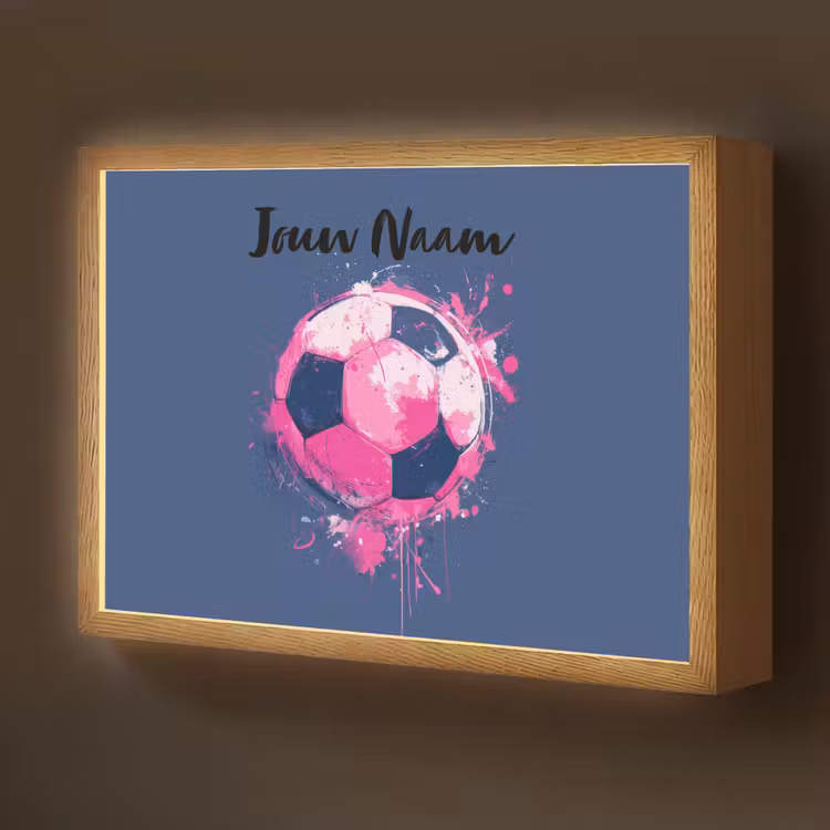 Voetbalvibes - Verf - Roze - Blauw Light Box met batterij (Wandlamp kind) middel -z3d_website