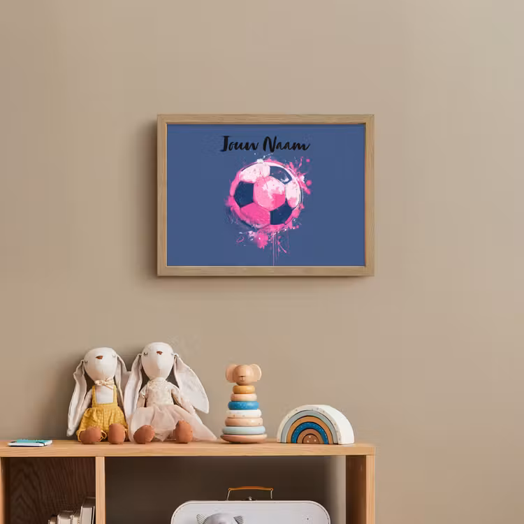 Voetbalvibes - Verf - Roze - Blauw Light Box met batterij (Wandlamp kind) middel -sfeer2_kind