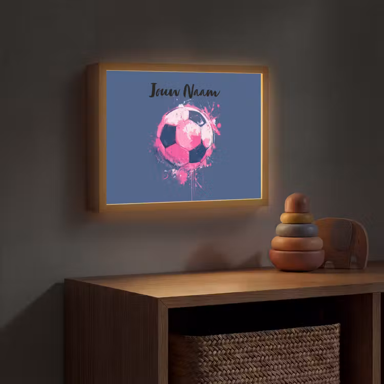 Voetbalvibes - Verf - Roze - Blauw Light Box met batterij (Wandlamp kind) middel -sfeer5_kind