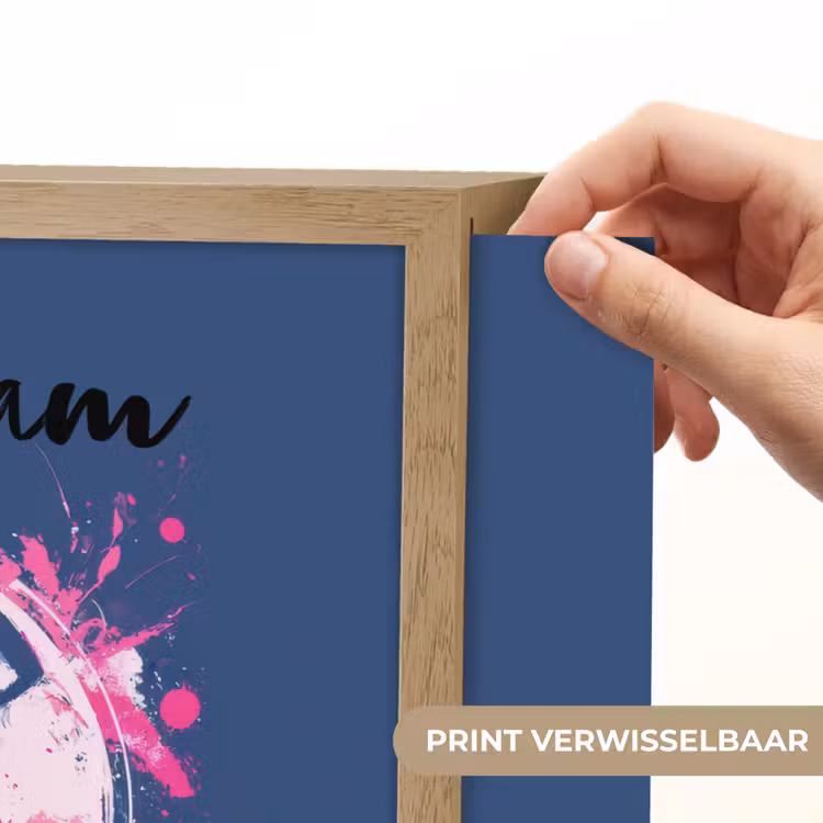 Voetbalvibes - Verf - Roze - Blauw Light Box met batterij (Wandlamp kind) middel -USP_websiteprintNL