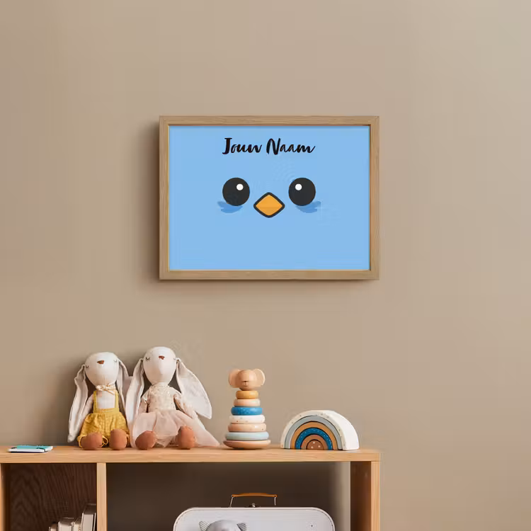 Vogel - Blauw - Gezicht Light Box met batterij (Wandlamp kind) middel -sfeer2_kind