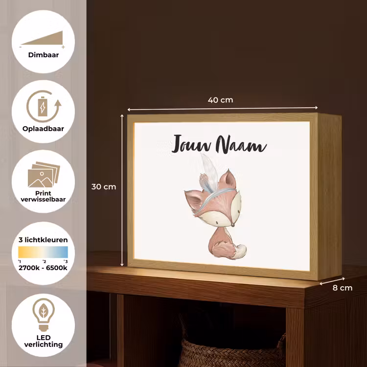 Vos - Dier - Bosdieren Light Box met batterij (Wandlamp kind) middel -USP_websiteoverzichtNL