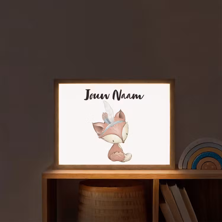 Vos - Dier - Bosdieren Light Box met batterij (Wandlamp kind) middel -sfeer1_kind