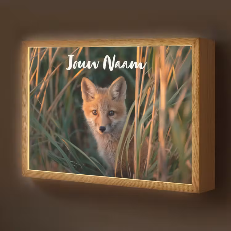 Vos - Oranje - Gras Light Box met batterij (Wandlamp kind) middel -z3d_website