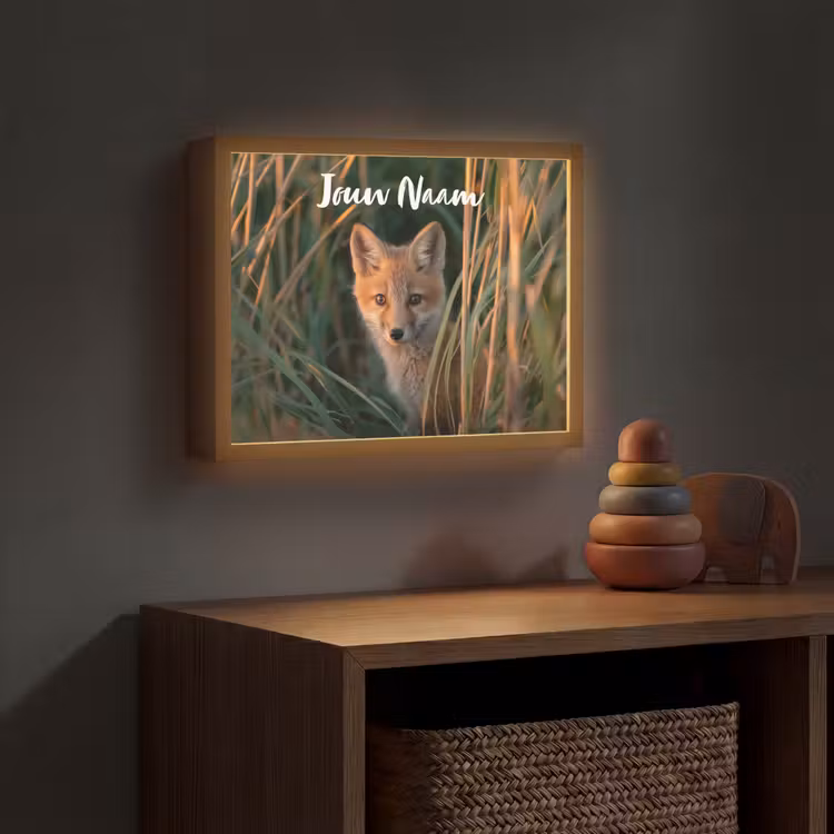 Vos - Oranje - Gras Light Box met batterij (Wandlamp kind) middel -sfeer5_kind