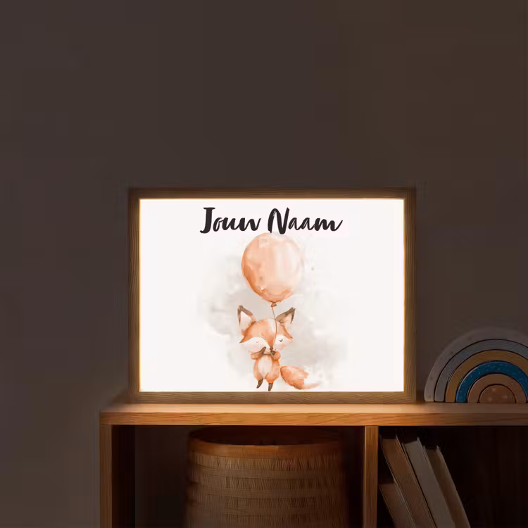 Vos - Pastel kleuren - Dier Light Box met batterij (Wandlamp kind) middel -sfeer1_kind