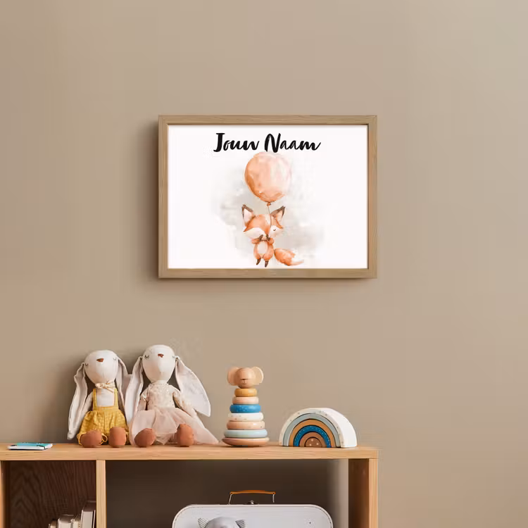 Vos - Pastel kleuren - Dier Light Box met batterij (Wandlamp kind) middel -sfeer2_kind