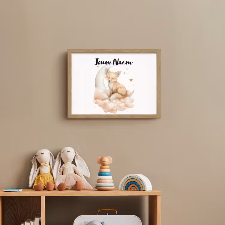 Vos - Wolken - Maan - Sterren Light Box met batterij (Wandlamp kind) middel -sfeer2_kind