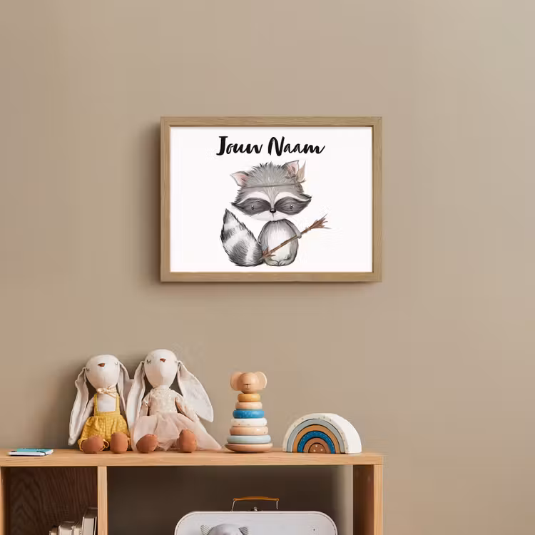 Wasbeer - Dier - Bosdieren Light Box met batterij (Wandlamp kind) middel -sfeer2_kind