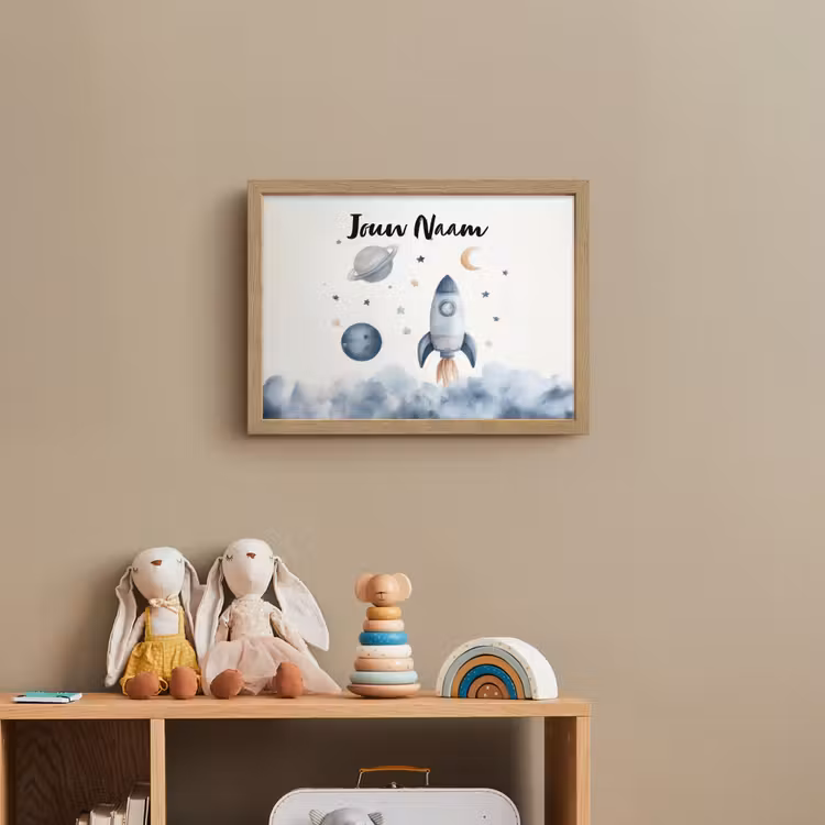 Waterverf - Planeten - Sterren - Raket Light Box met batterij (Wandlamp kind) middel -sfeer2_kind