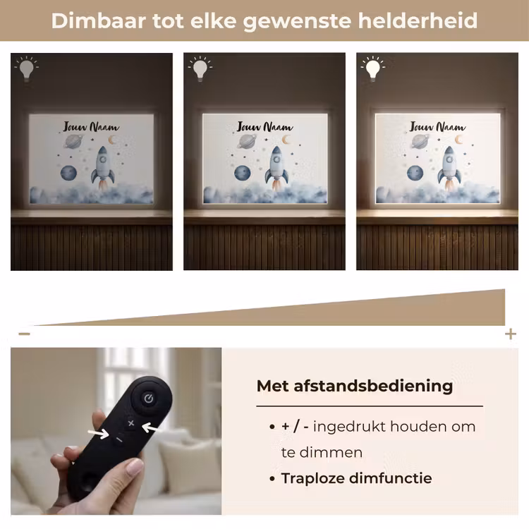 Waterverf - Planeten - Sterren - Raket Light Box met batterij (Wandlamp kind) middel -USP_dimbaarNL