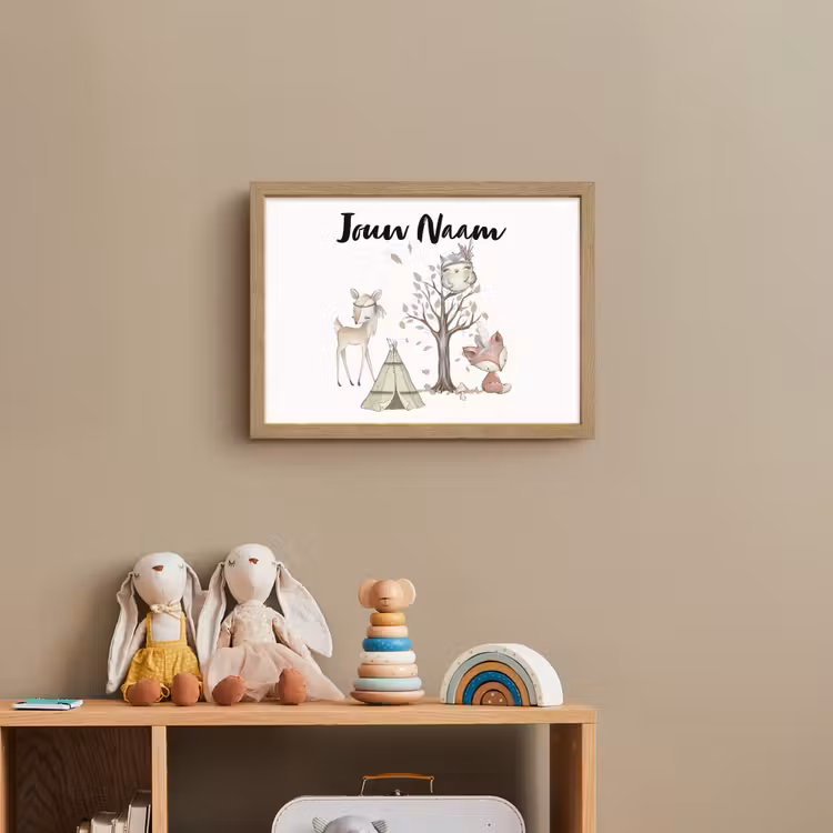Wilde dieren - Bos - Illustratie Light Box met batterij (Wandlamp kind) middel -sfeer2_kind