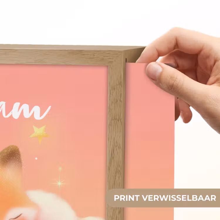 Wolken - Vos - Oranje - Sterren Light Box met batterij (Wandlamp kind) middel -USP_websiteprintNL