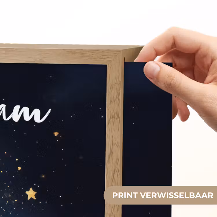 Wolkje - Gezichtje - Sterren - Donkerblauw Light Box met batterij (Wandlamp kind) middel -USP_websiteprintNL