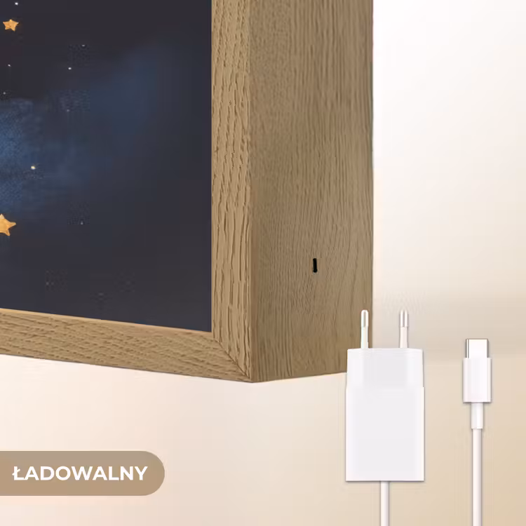 Wolkje - Gezichtje - Sterren - Donkerblauw Light Box met batterij (Wandlamp kind) middel -USP_websiteoplaadbaarNL