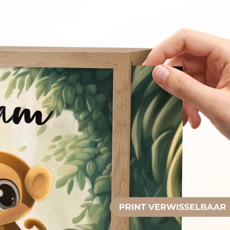 Zebra - Aapje - Waterval - Rotsen Light Box met batterij (Wandlamp kind) middel -USP_websiteprintNL