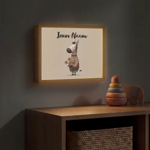 Zebra - Zonnebloemen - Warm Light Box met batterij (Wandlamp kind) middel -sfeer5_kind