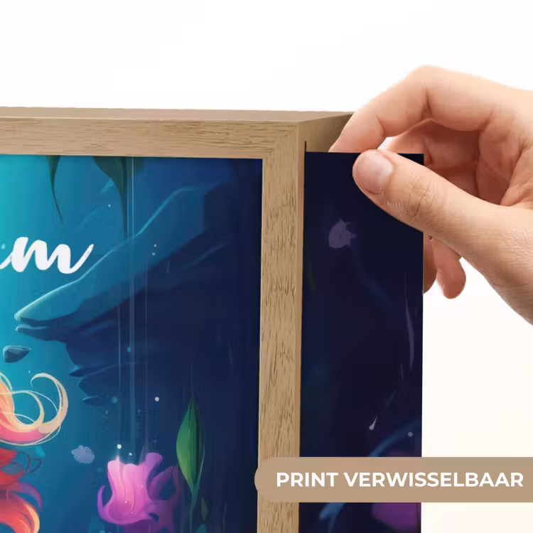Zeemeermin - Bloemen - Onderwater - Meisjes - Kind Light Box met batterij (Wandlamp kind) middel -USP_websiteprintNL