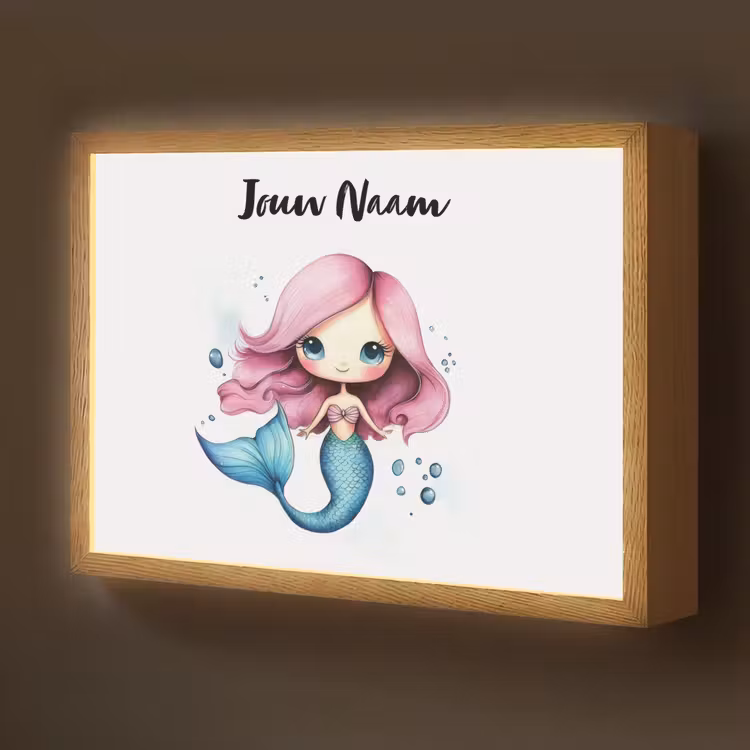 Zeemeermin - Roze Light Box met batterij (Wandlamp kind) middel -z3d_website