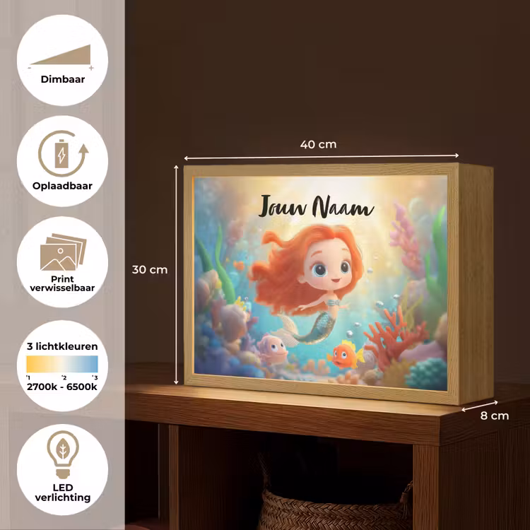 Zeemeermin - Vissen - Koraal Light Box met batterij (Wandlamp kind) middel -USP_websiteoverzichtNL