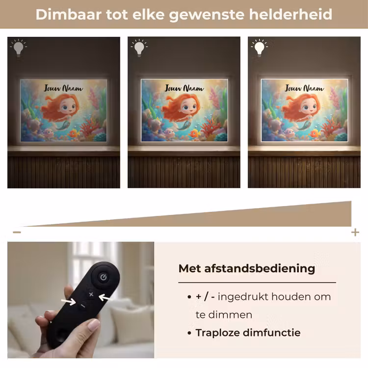 Zeemeermin - Vissen - Koraal Light Box met batterij (Wandlamp kind) middel -USP_dimbaarNL