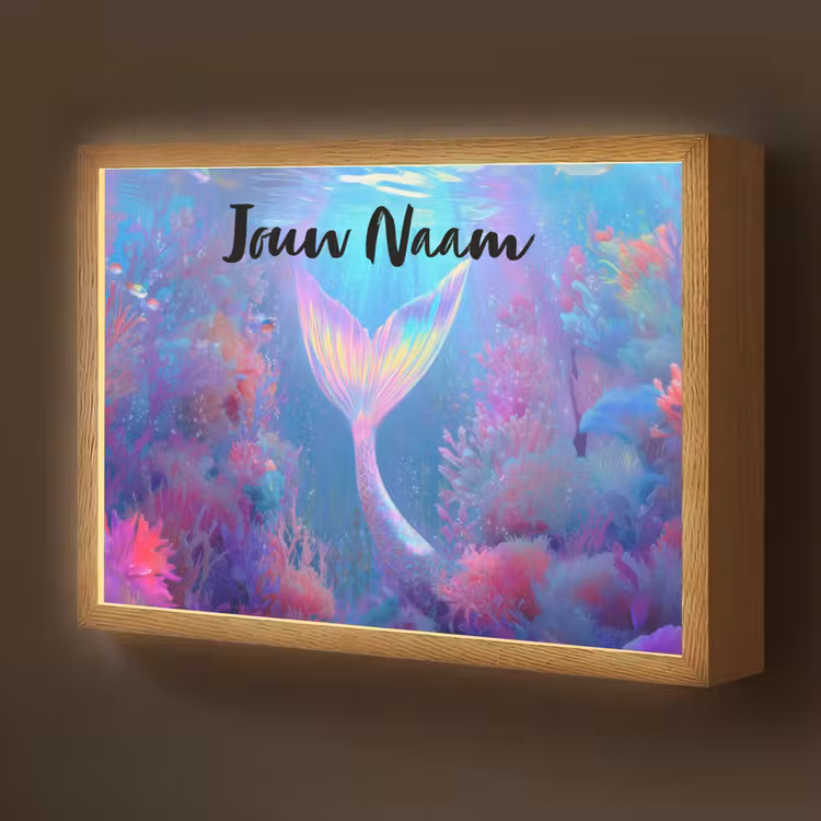Zeemeerminnenstaart - Koraal - Water Light Box met batterij (Wandlamp kind) middel -z3d_website