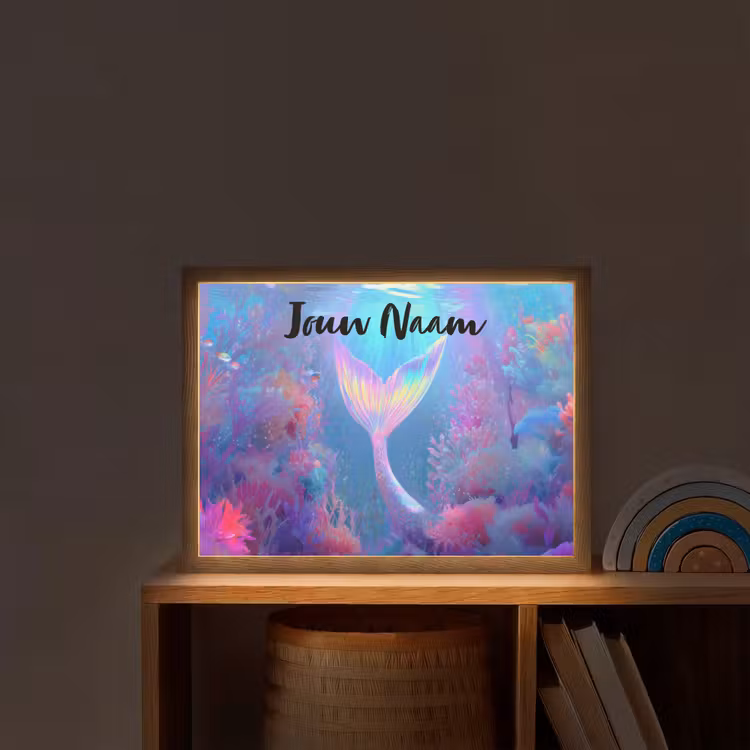 Zeemeerminnenstaart - Koraal - Water Light Box met batterij (Wandlamp kind) middel -sfeer1_kind
