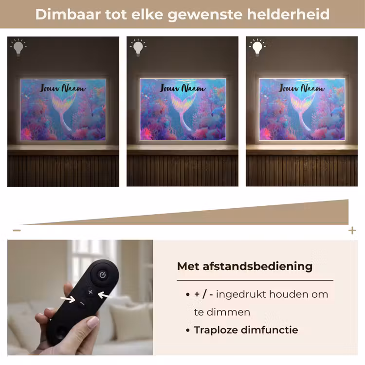 Zeemeerminnenstaart - Koraal - Water Light Box met batterij (Wandlamp kind) middel -USP_dimbaarNL