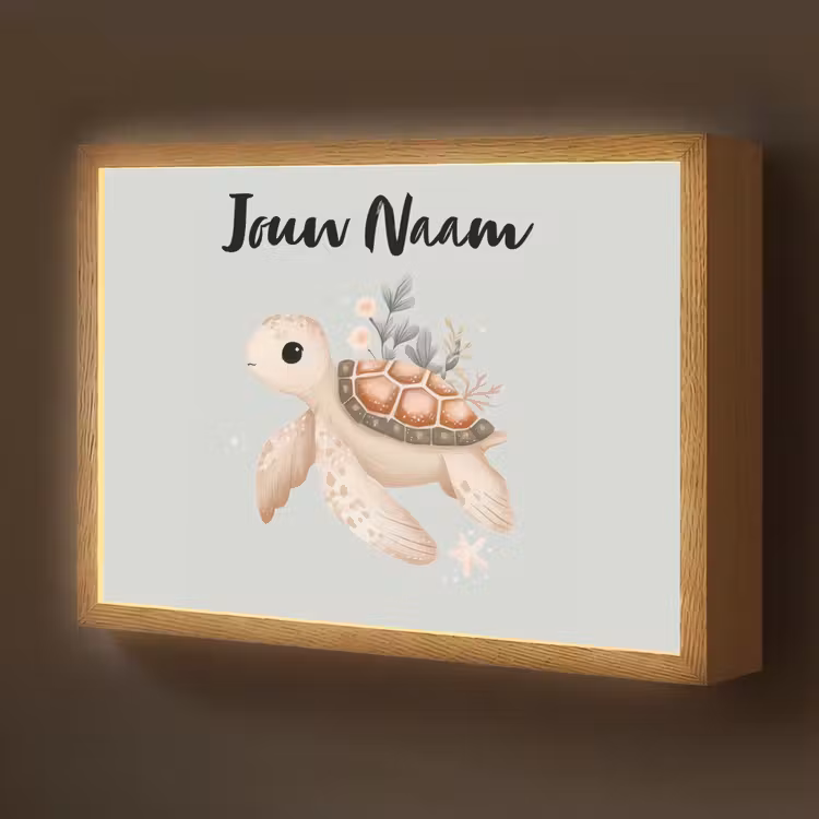 Zeeschildpad - Onderwaterwereld - Pastel Light Box met batterij (Wandlamp kind) middel -z3d_website
