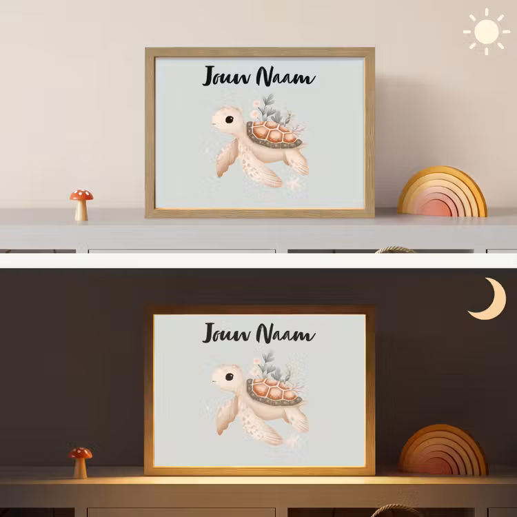 Zeeschildpad - Onderwaterwereld - Pastel Light Box met batterij (Wandlamp kind) middel -sfeer3_kind