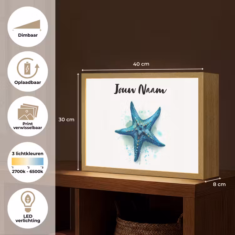 Zeester - Blauw - Spetters Light Box met batterij (Wandlamp kind) middel -USP_websiteoverzichtNL
