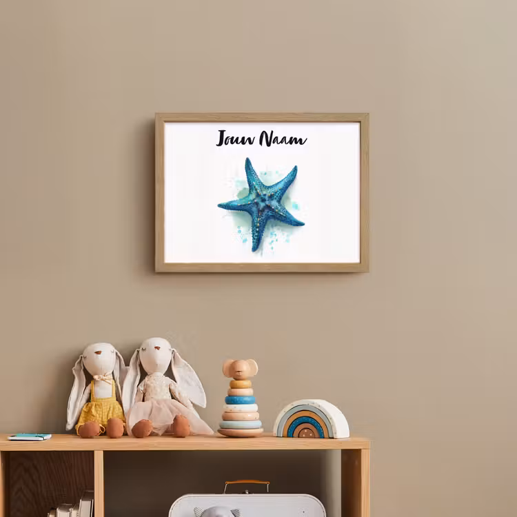 Zeester - Blauw - Spetters Light Box met batterij (Wandlamp kind) middel -sfeer2_kind