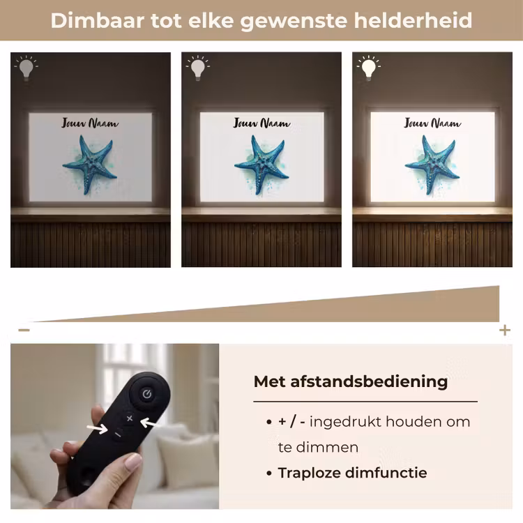 Zeester - Blauw - Spetters Light Box met batterij (Wandlamp kind) middel -USP_dimbaarNL
