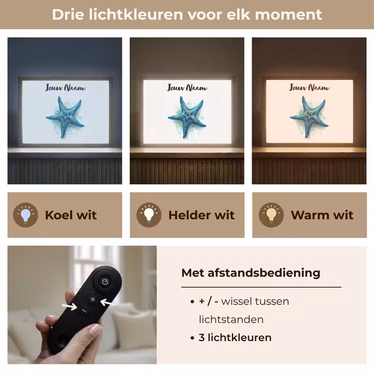 Zeester - Blauw - Spetters Light Box met batterij (Wandlamp kind) middel -USP_lichtkleurNL