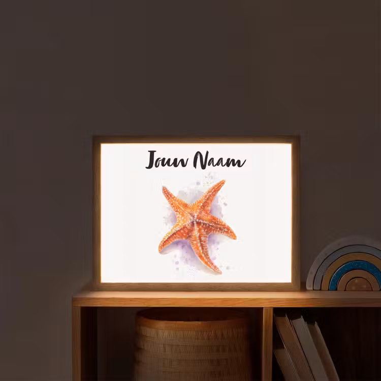 Zeester - Oranje - Paars Light Box met batterij (Wandlamp kind) middel -sfeer1_kind