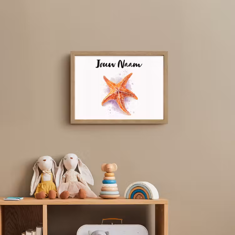 Zeester - Oranje - Paars Light Box met batterij (Wandlamp kind) middel -sfeer2_kind