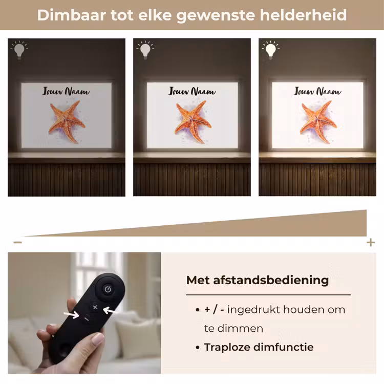 Zeester - Oranje - Paars Light Box met batterij (Wandlamp kind) middel -USP_dimbaarNL